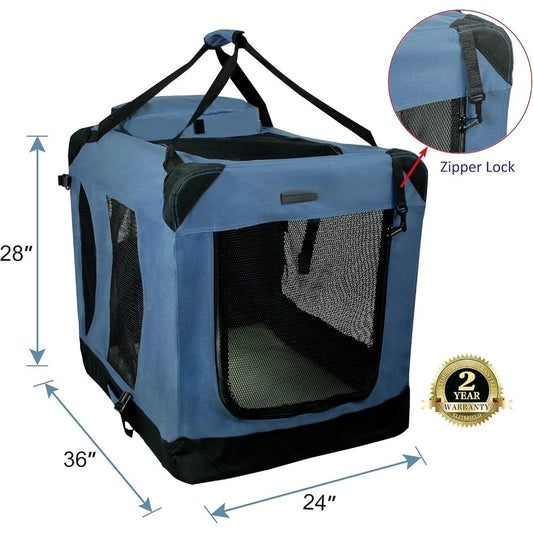 3-Door Soft Dog Crate with Carrying Bag