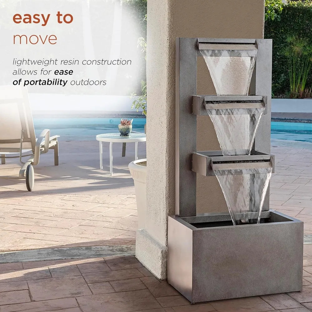 Outdoor Metal 3-Tier Waterfall Fountain