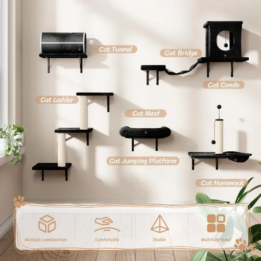 NUNU LAB 7-in-1 Wall Mounted Cat Climber Set