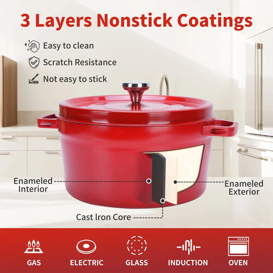 6.5 QT Cast Iron Dutch Oven with Lid