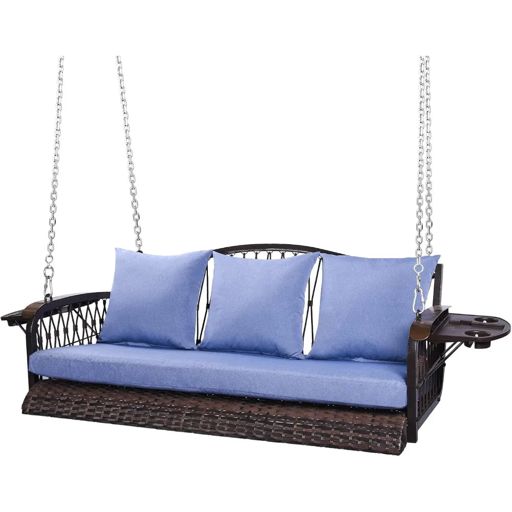 Heavy Duty 3-Seat Wicker Porch Swing