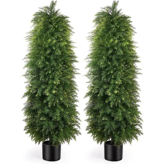 5ft Artificial Cedar Topiary Trees-2pk