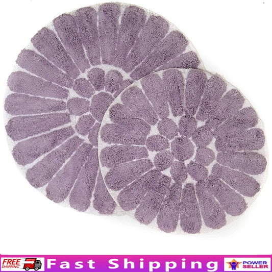 2 Pieces Soft Cotton Bath Rug Set