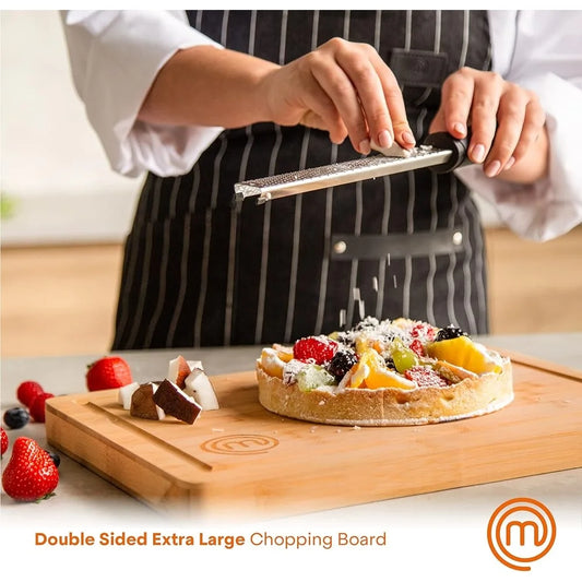 Extra Large Bamboo Cutting Board Double Sided with Juice Rim