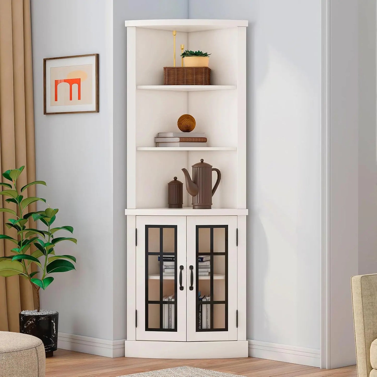 65" Tall Curved Corner Display Cabinet