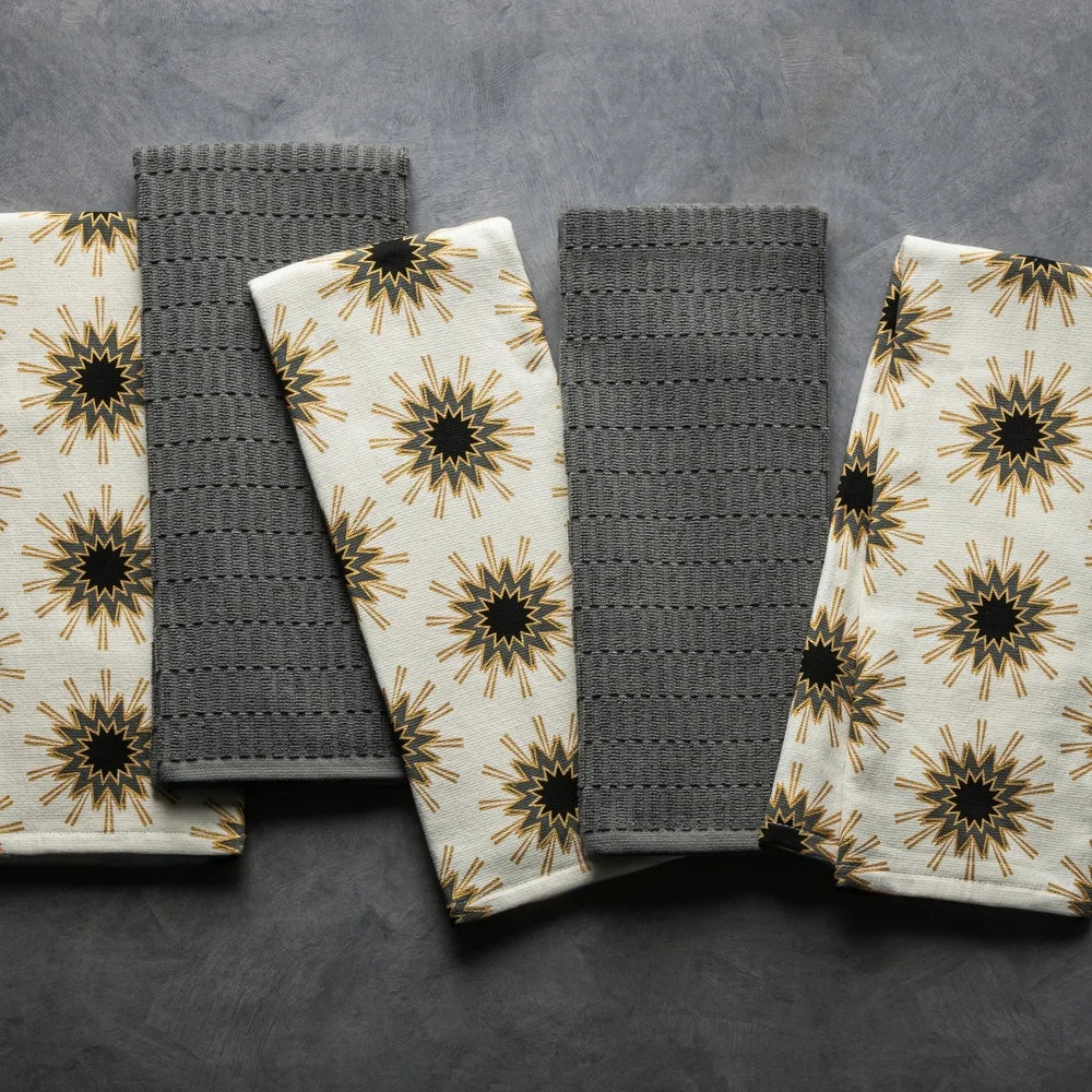 5-Pack Starburst Design Kitchen Towels