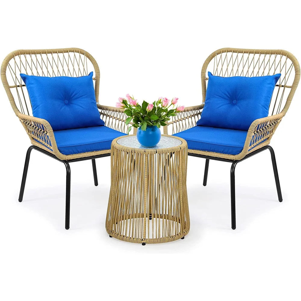 All-Weather 3-Piece Outdoor Wicker Bistro Set