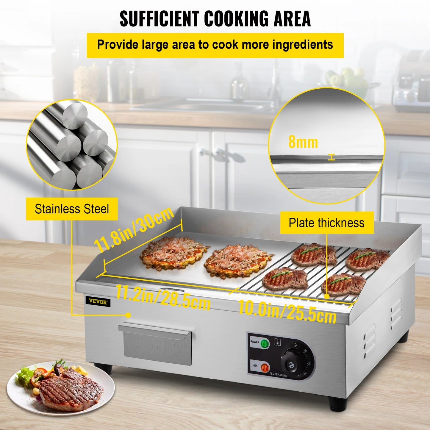 14"-22" Stainless Steel Flat Top Electric Griddle