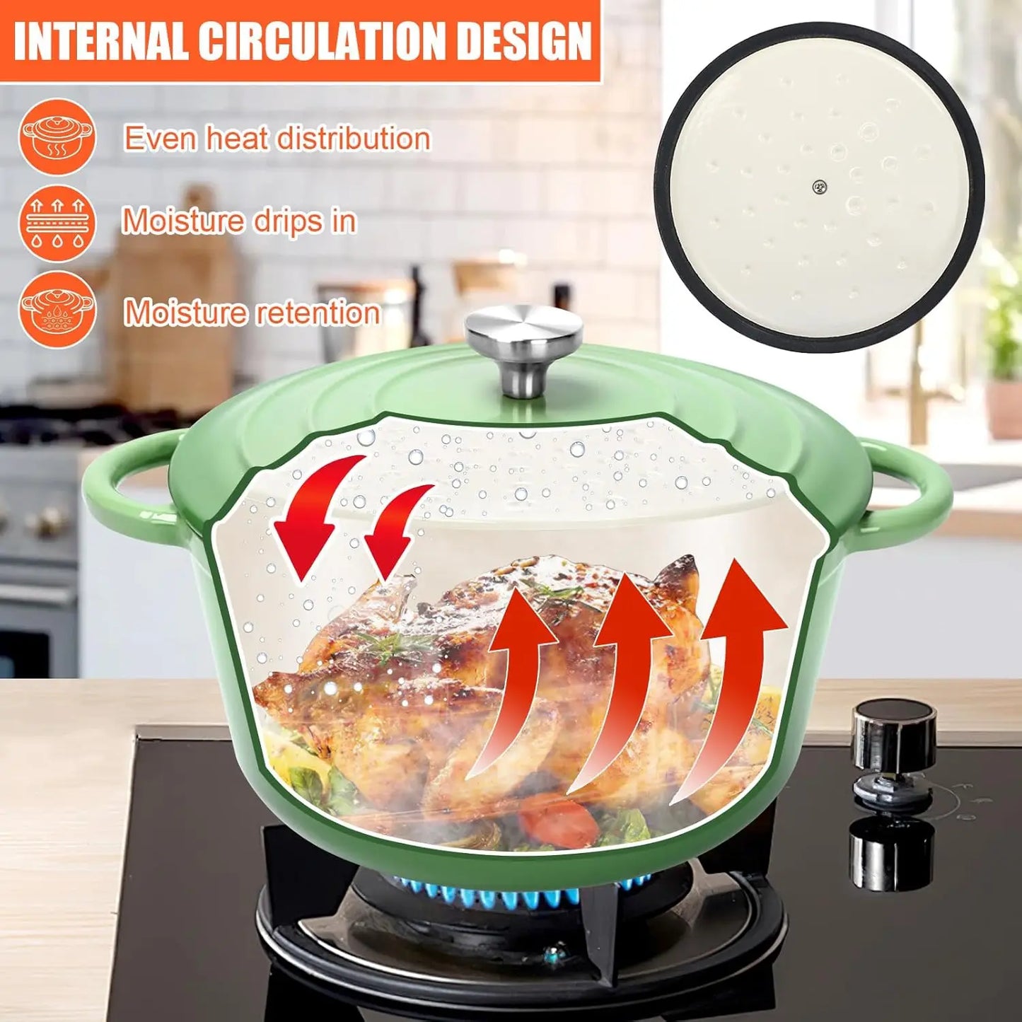 7 Pcs Nonstick Enameled Cast Iron Cookware Set