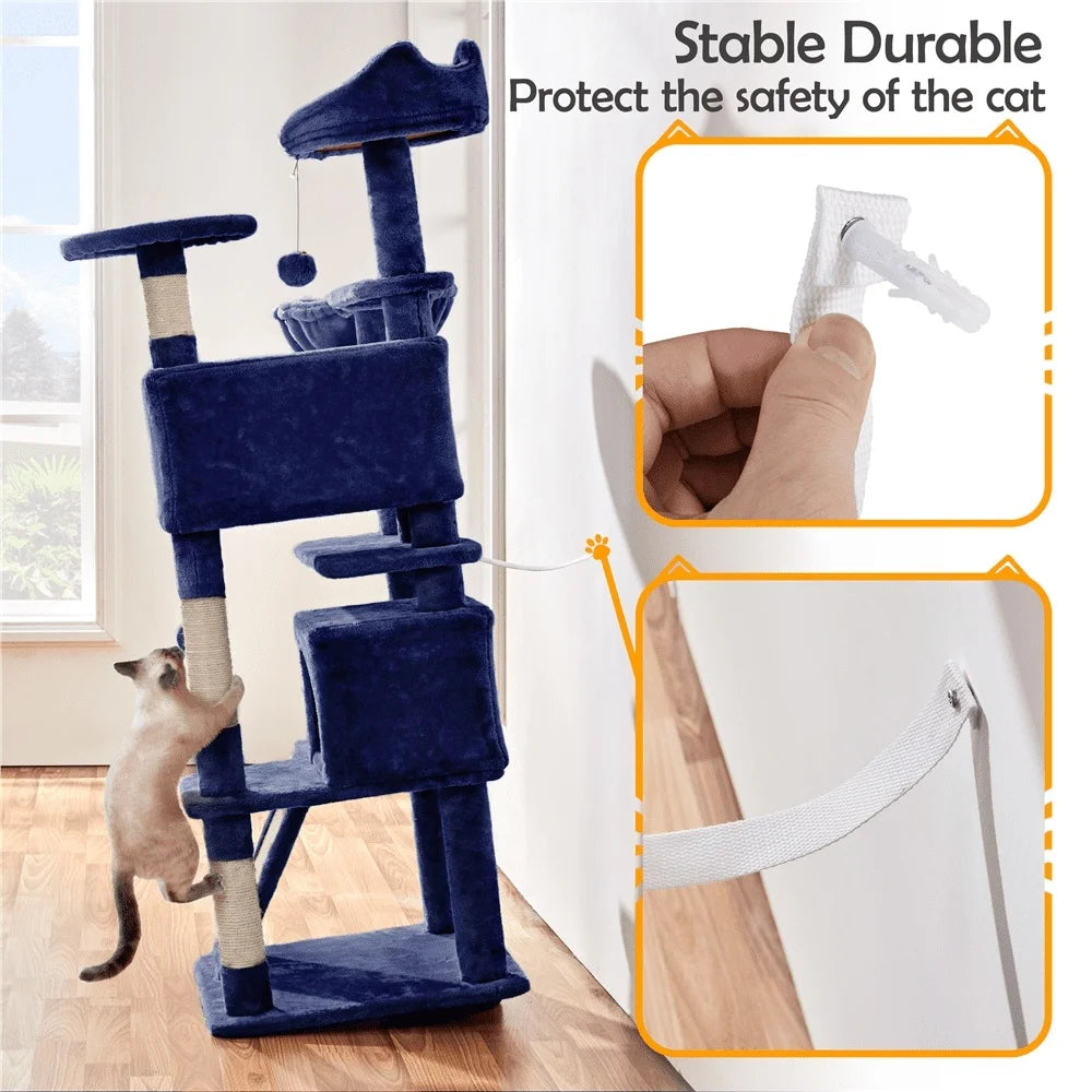 54 Inch Double Condo Cat Tree with Scratching Posts