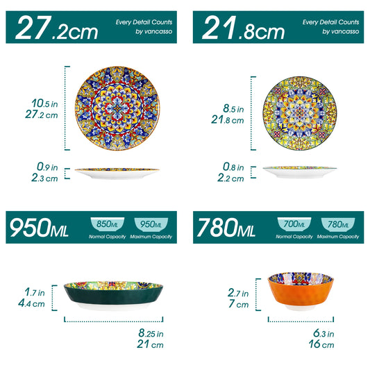 24pcs Bohemian Style Ceramic Dinnerware Set