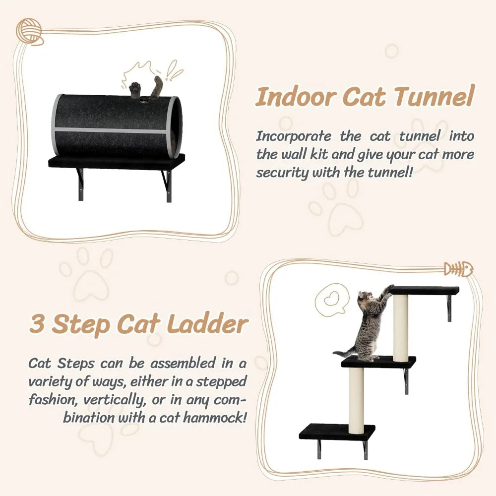 NUNU LAB 7-in-1 Wall Mounted Cat Climber Set