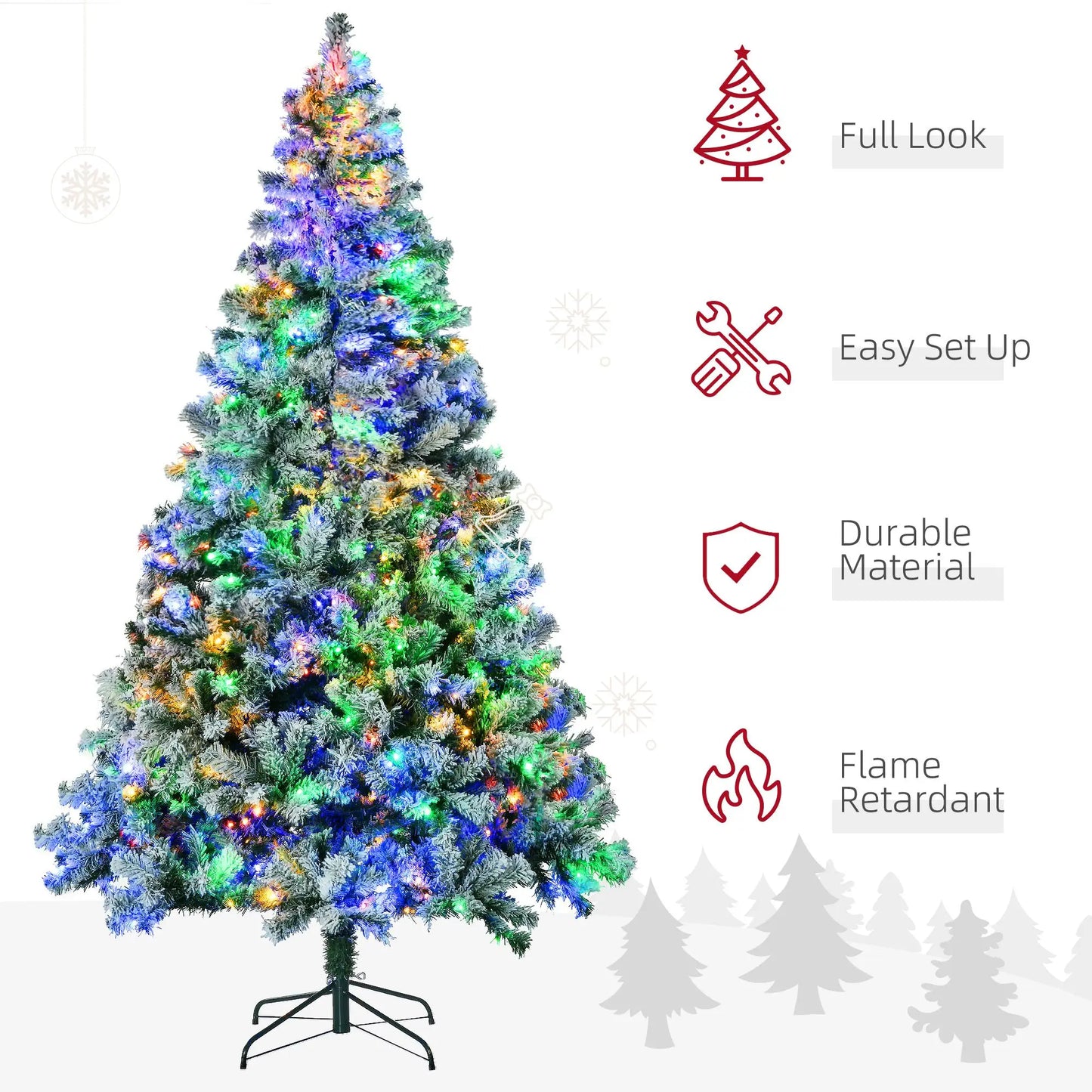 7.5ft Artificial Snow Christmas Tree for Festive Home Decor