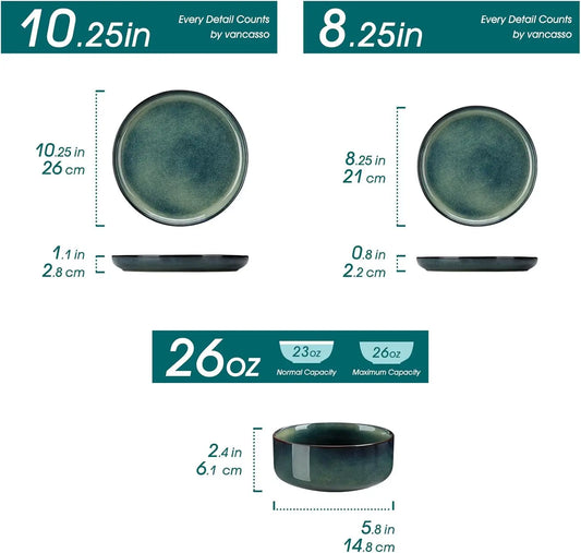 Starry Green Dinnerware Sets for 4