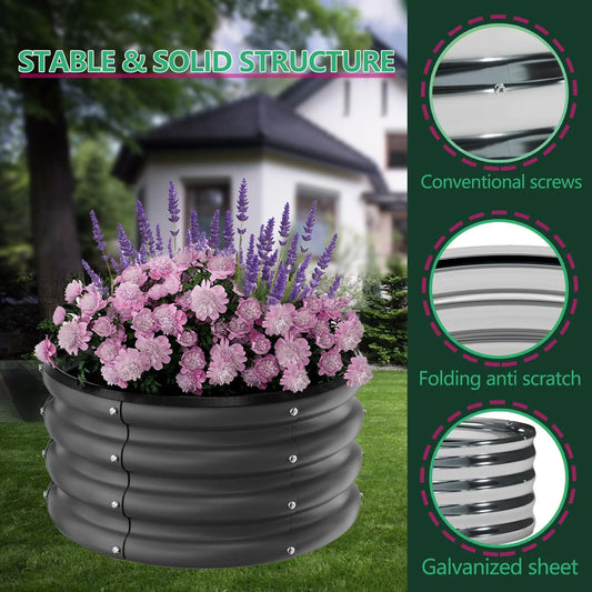 3 Round Galvanized Raised Garden Beds