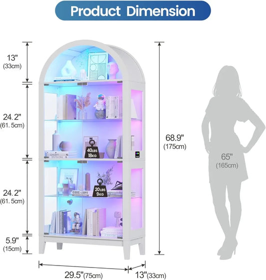 69" Glass Display Cabinet with RGB LED Lights
