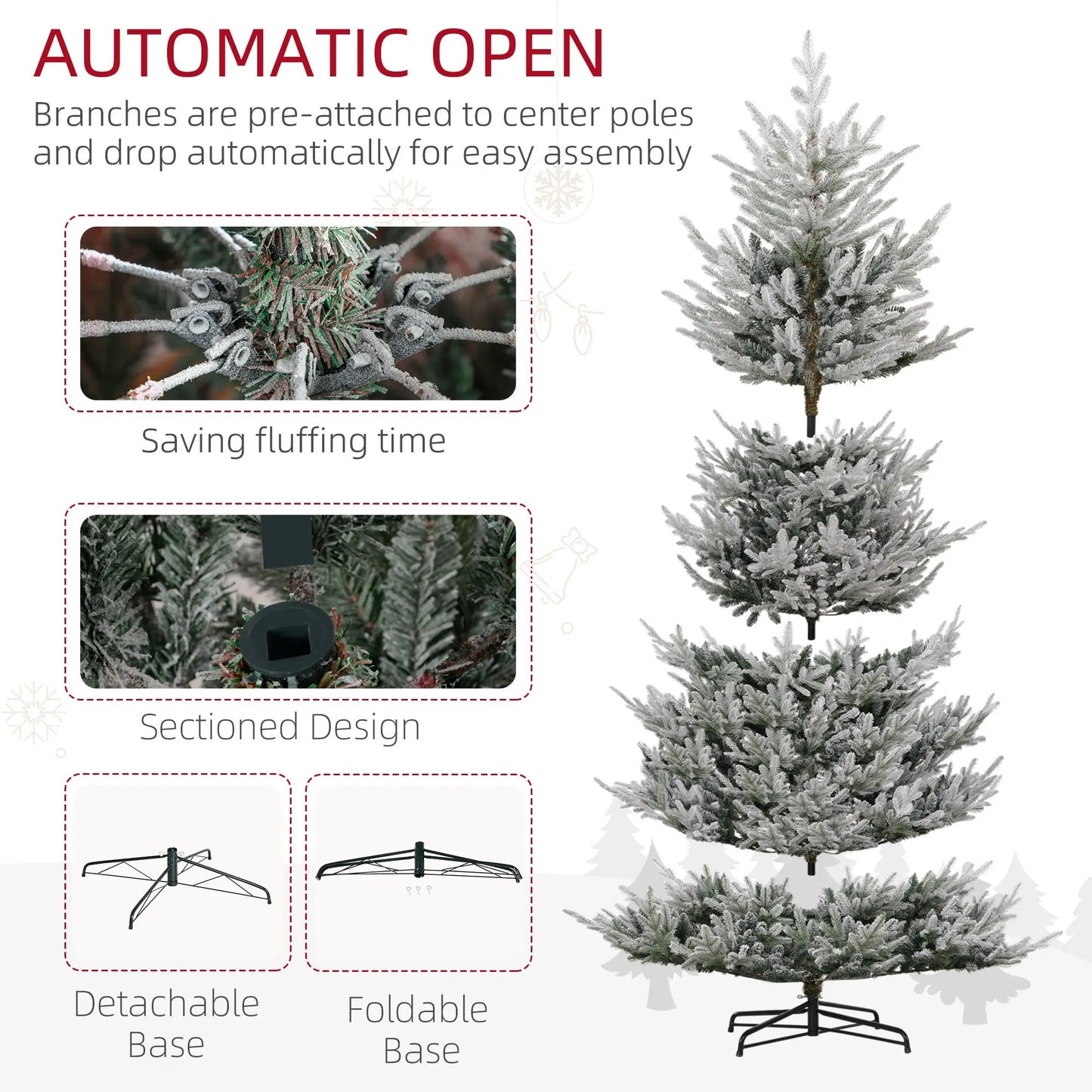 9 FT Flocked Christmas Tree Auto Open
