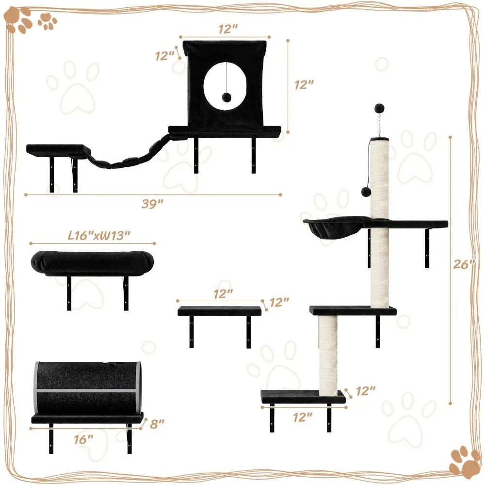 NUNU LAB 7-in-1 Wall Mounted Cat Climber Set