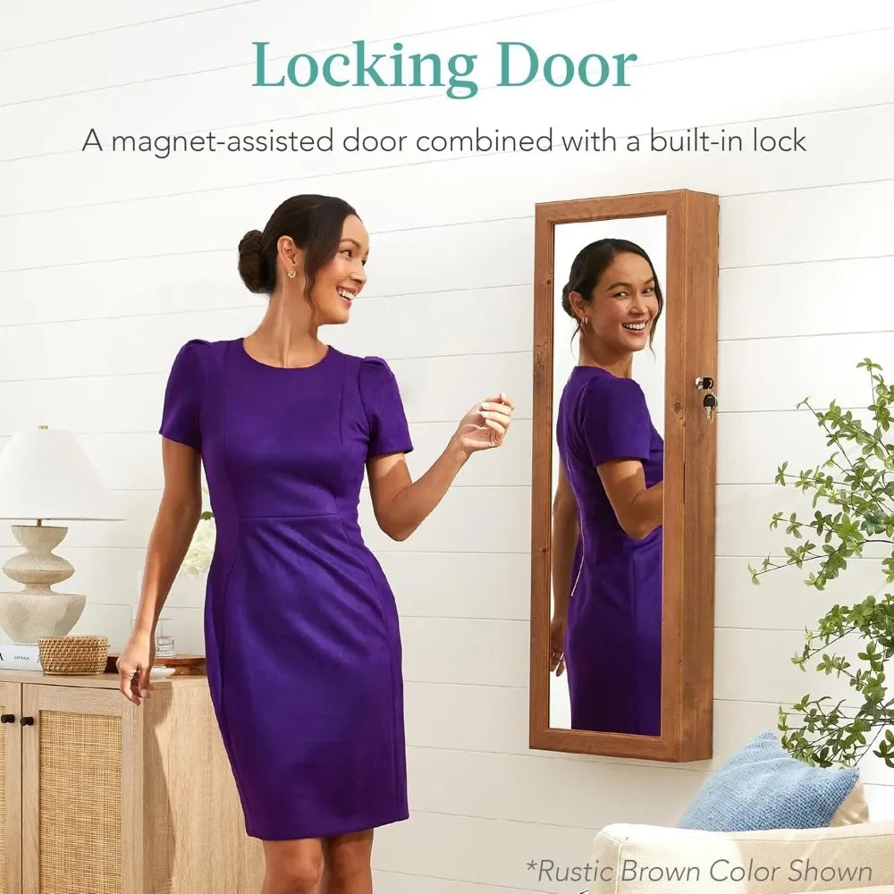 Mirrored Jewelry Armoire Wall Mounted Cabinet