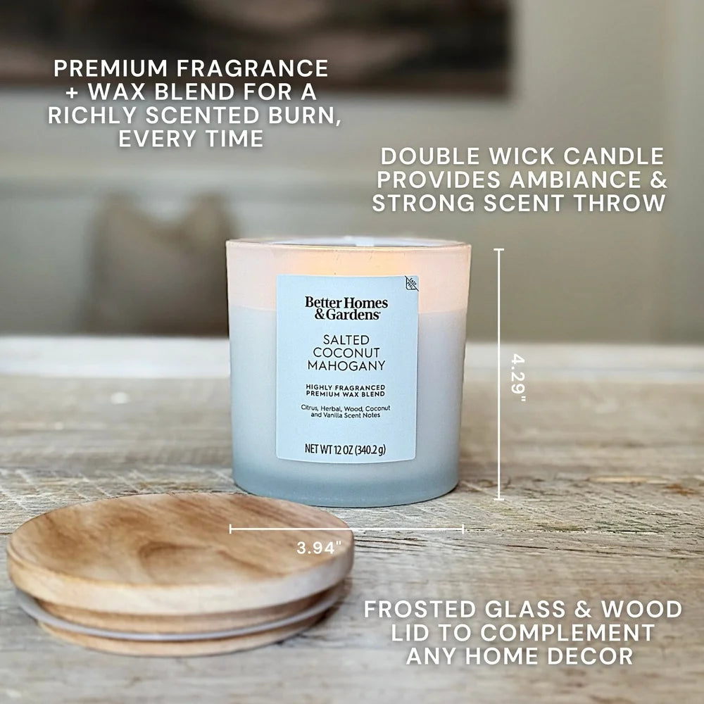 Salted Coconut Mahogany 2-WicK Candle