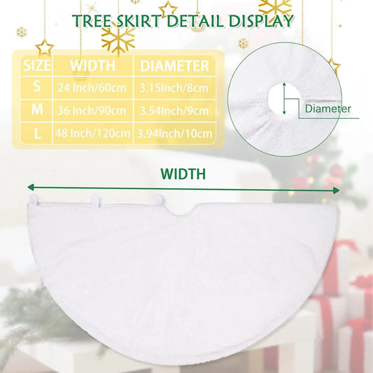 36inch White Plush Christmas Tree Skirt-6 Pieces