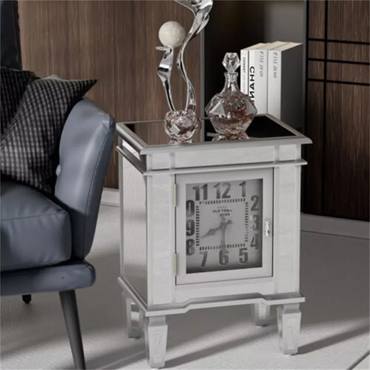 Modern Clock Mirrored End Table