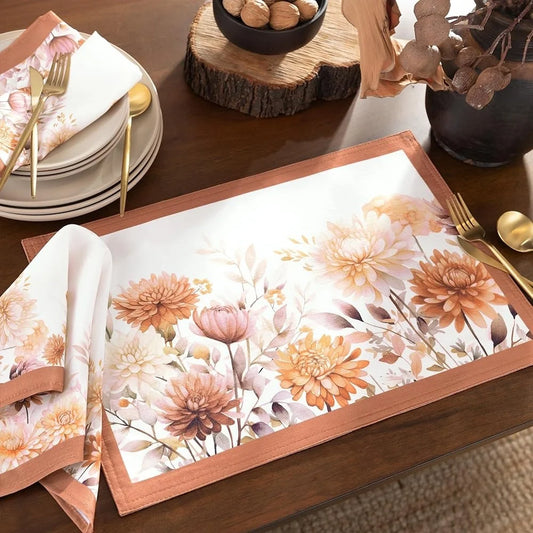 Autumn Floral Placemats13x19 Inches Heavyweight Polyester Machine Washable Set of 4