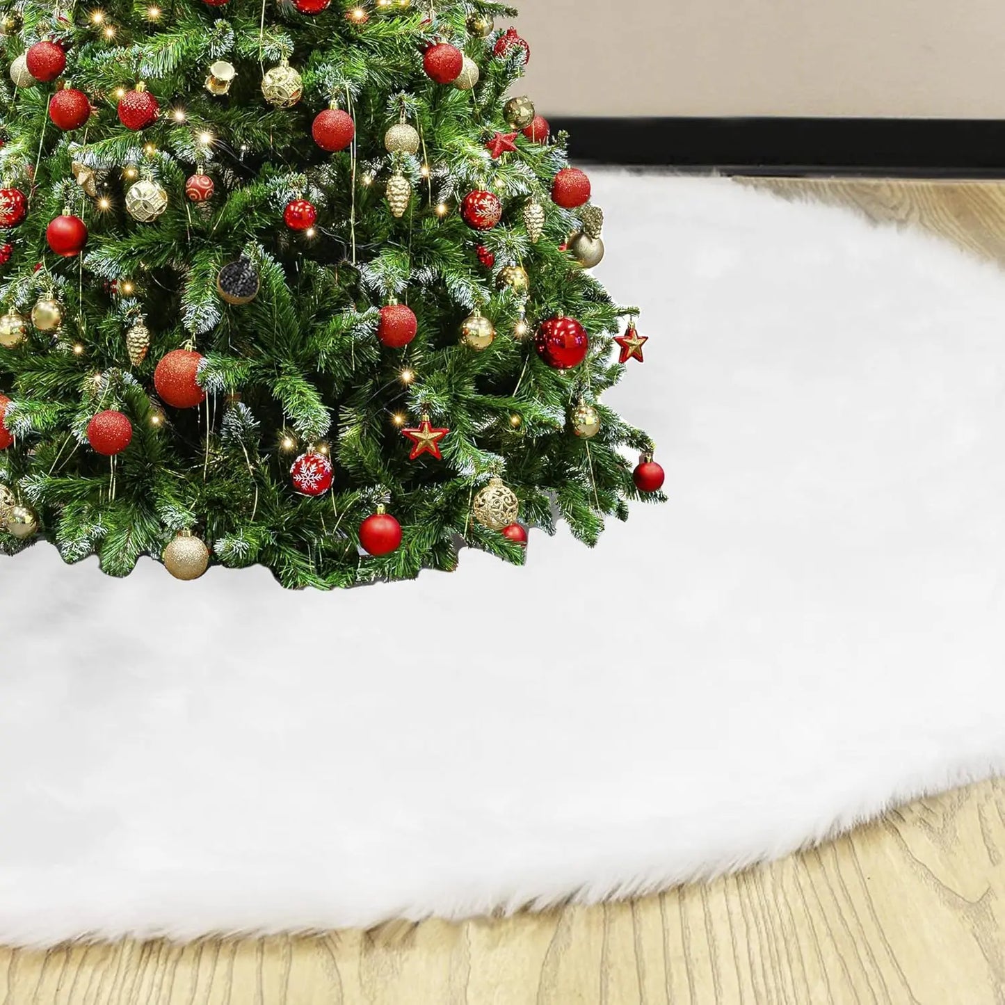 36inch White Plush Christmas Tree Skirt-6 Pieces