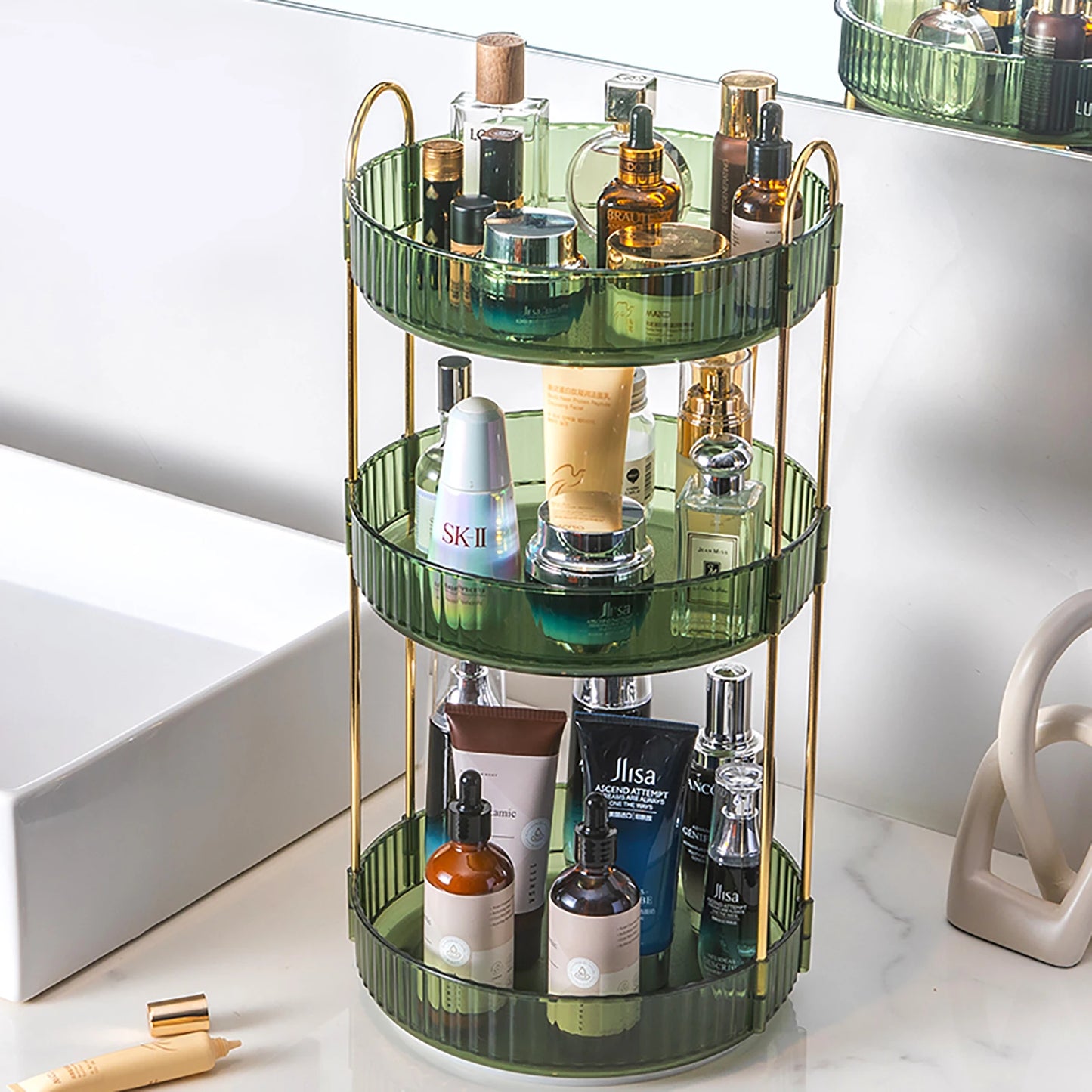 3 Tier Rotating Makeup Organizer for Vanity