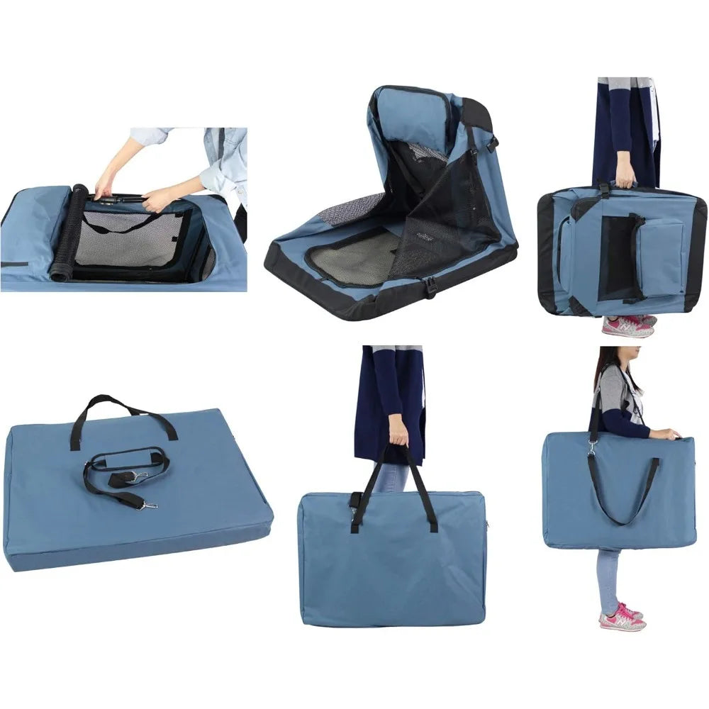 3-Door Soft Dog Crate with Carrying Bag