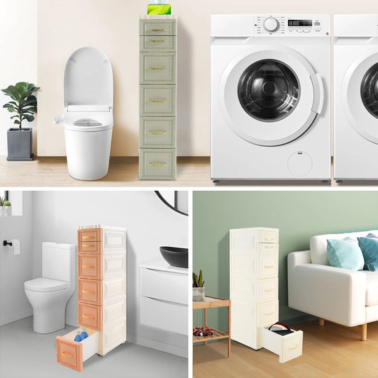 Narrow Storage Cabinet with Movable Wheels