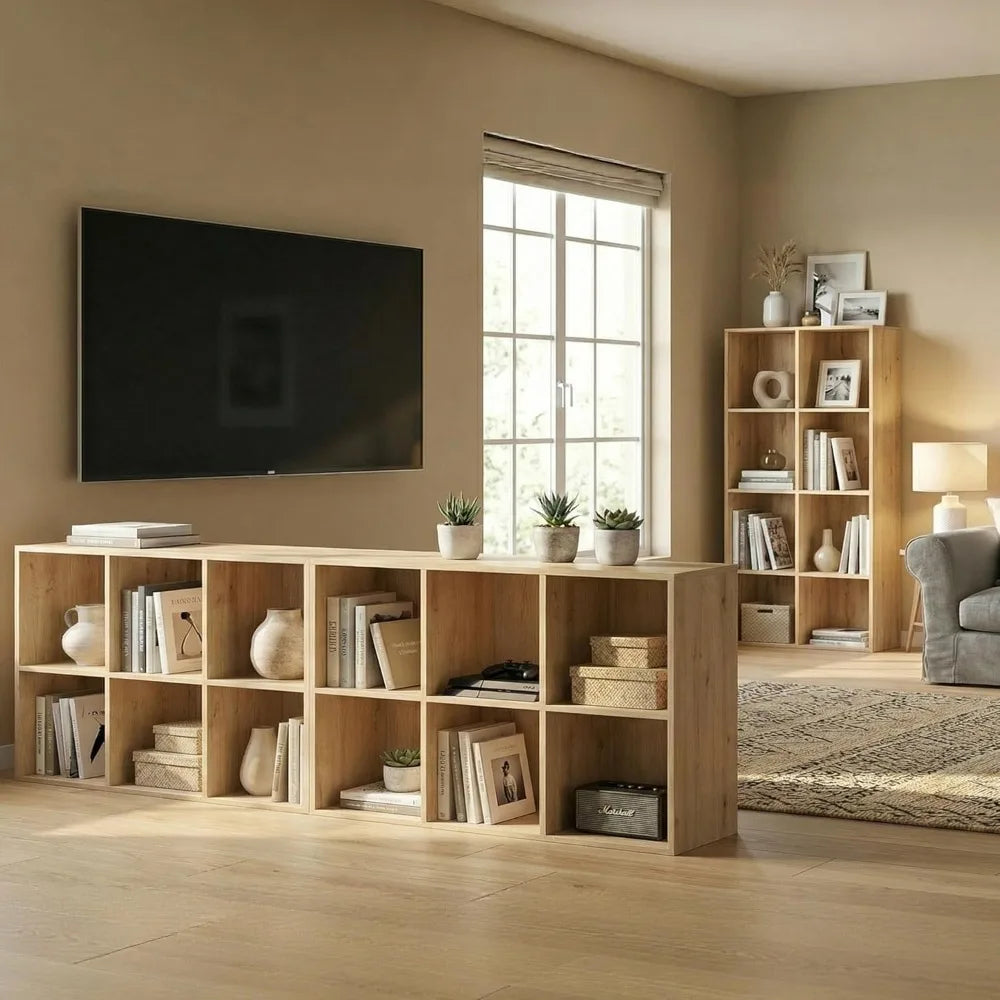 Wooden 12 Cube Storage Organizer, with Closed Back