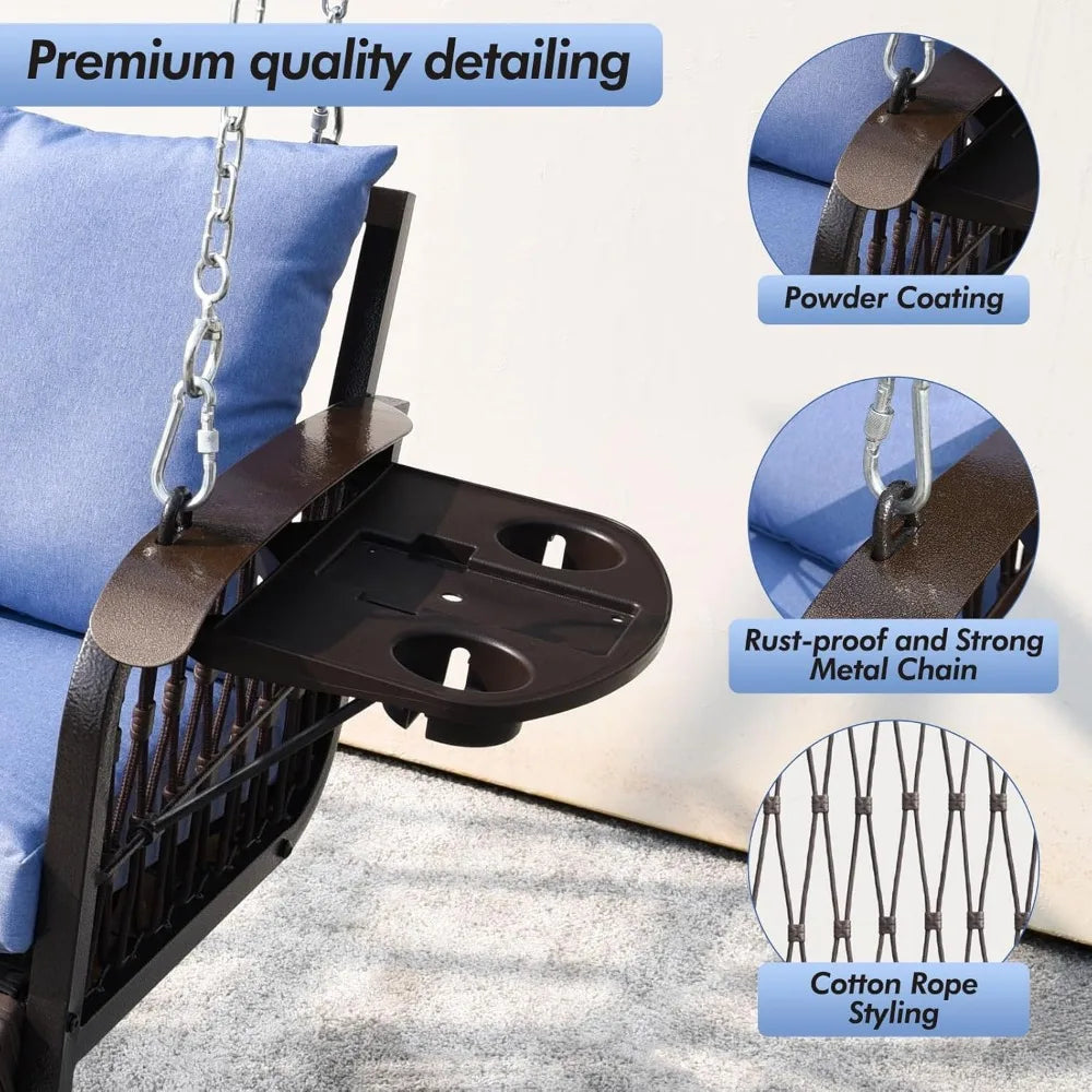Heavy Duty 3-Seat Wicker Porch Swing
