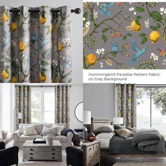 French Country Floral and Grey Blackout Curtains