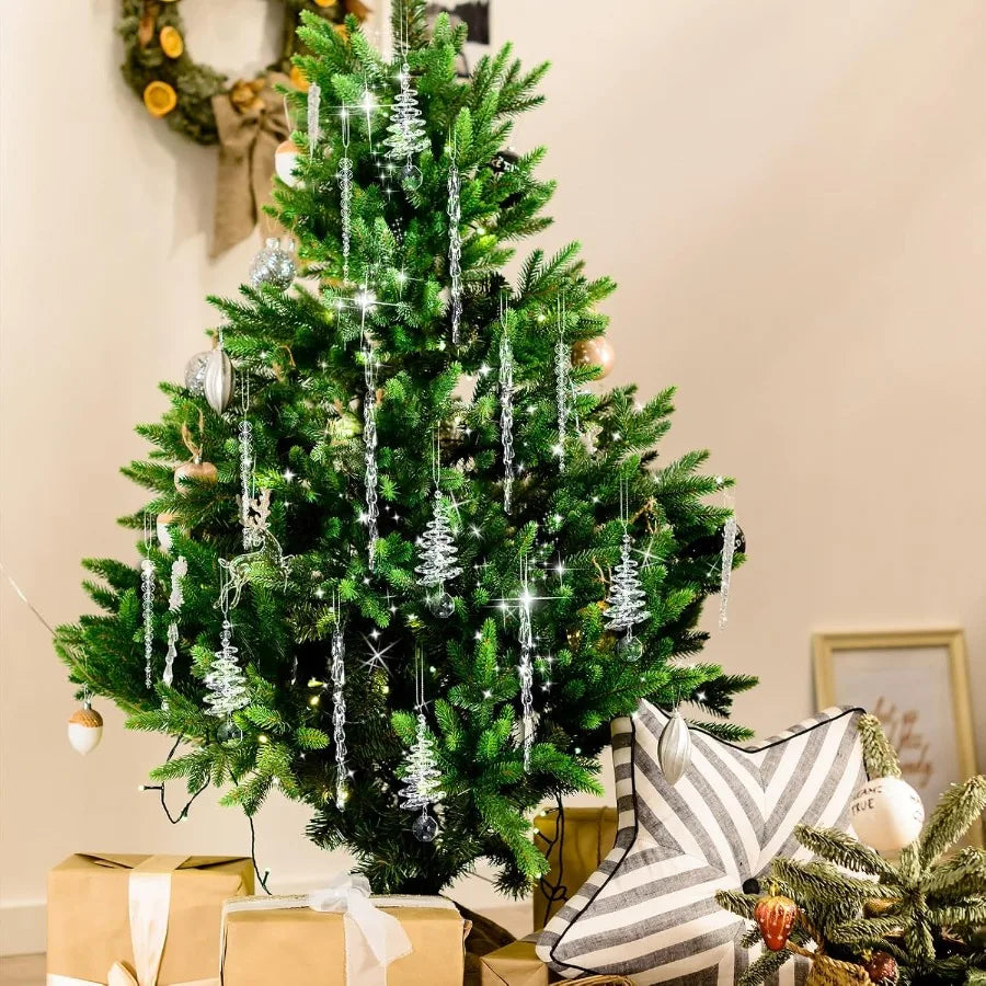 24 Pcs Crystal Icicle Christmas Tree Ornaments
