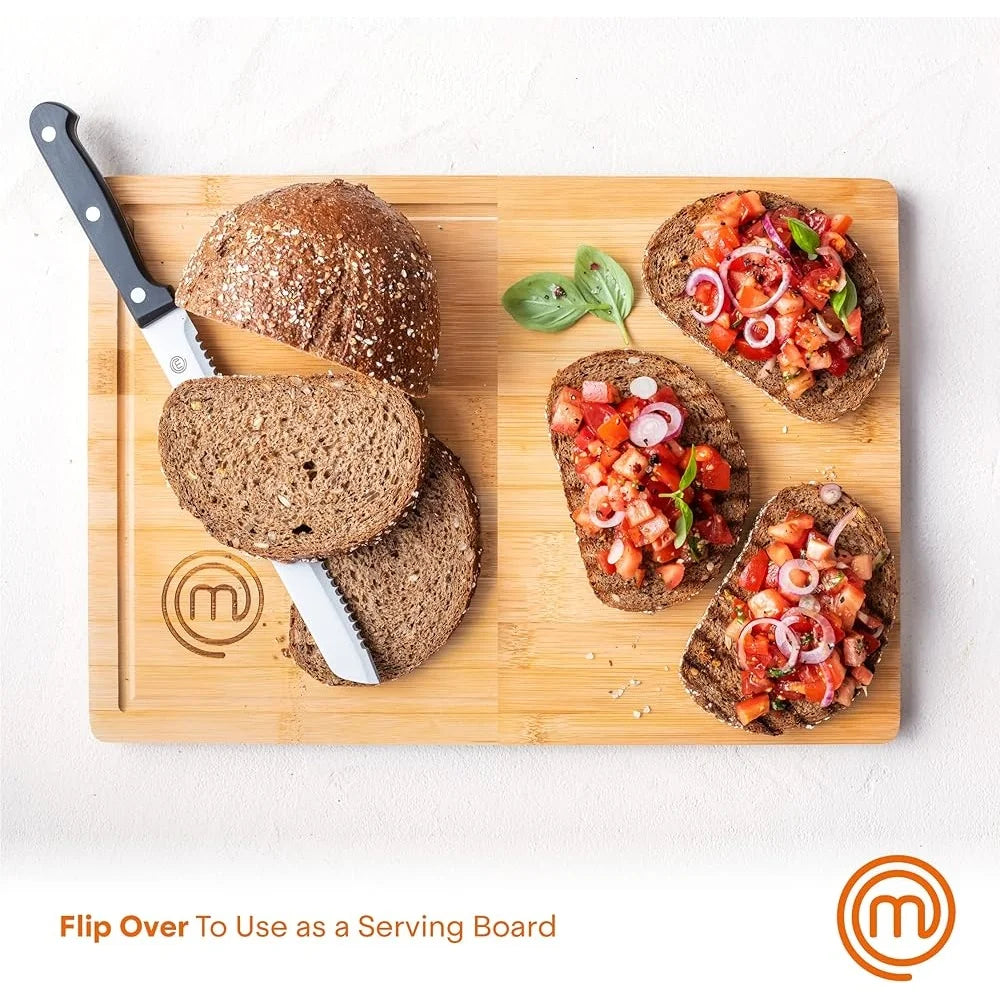 Extra Large Bamboo Cutting Board Double Sided with Juice Rim