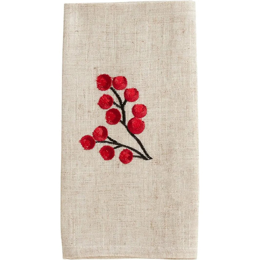 Embroidered Berry Design Placemat and Napkin set for 8