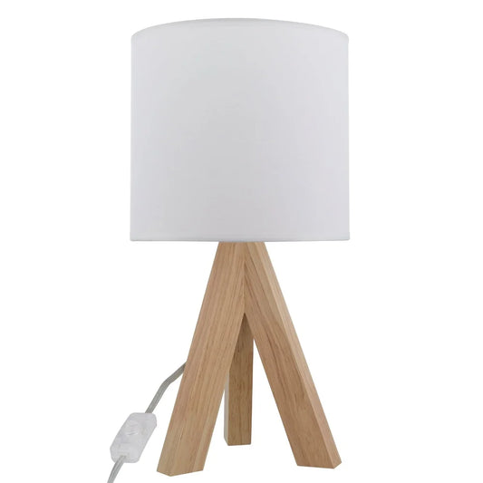 Tripod Oak Table Lamp with Shade