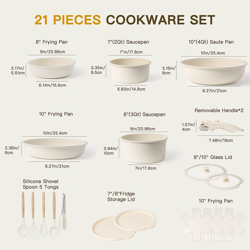 21 Piece Non-Stick Cookware Set, Astercook Ceramic