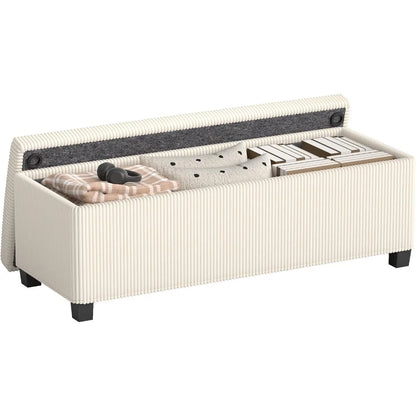 44in Corduroy Storage Chest with Padded Seat