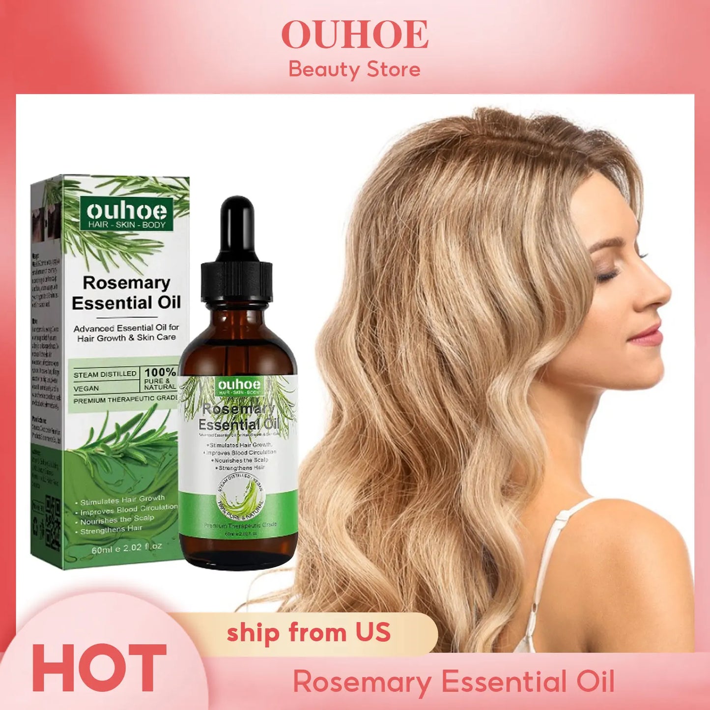Organic Rosemary Essential Oil for Natural Hair Growth
