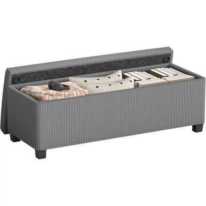 44in Corduroy Storage Chest with Padded Seat
