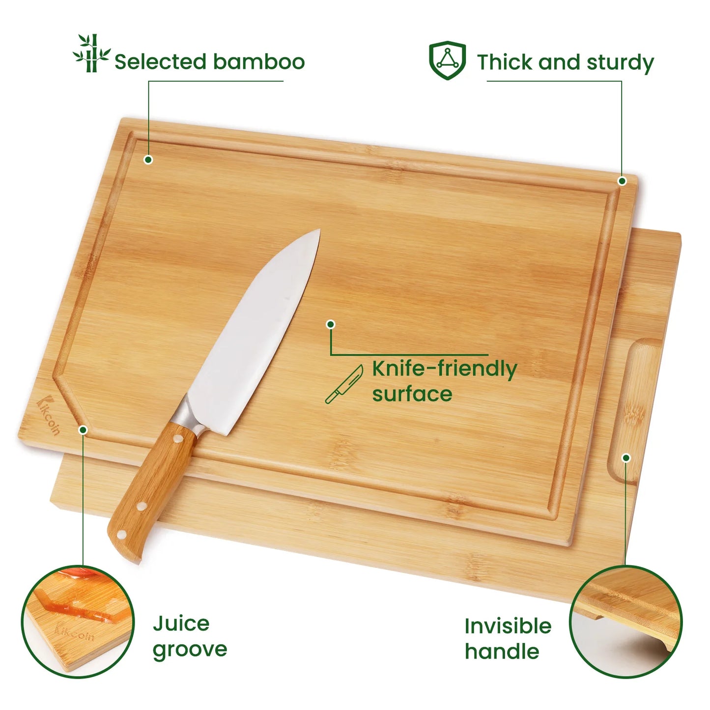 4-piece bamboo cutting board set