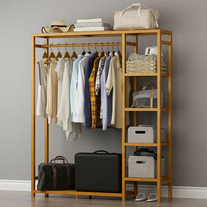 Bamboo Garment Rack with Shelving