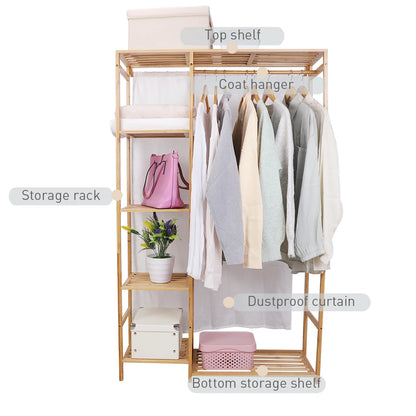 Bamboo Garment Rack with Shelving