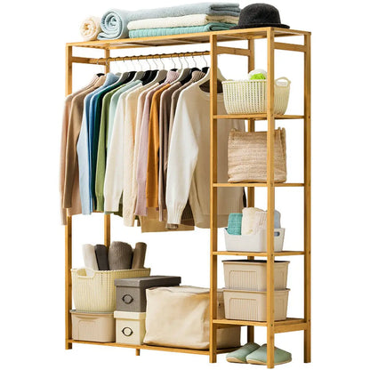 Bamboo Garment Rack with Shelving