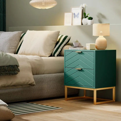 3 Pieces Bedroom Sets, 6 Drawer Dresser and Nightstand Sets for Bedroom, Night Stand Set of 2 amp 6 Drawer Dresser with Gold Ha