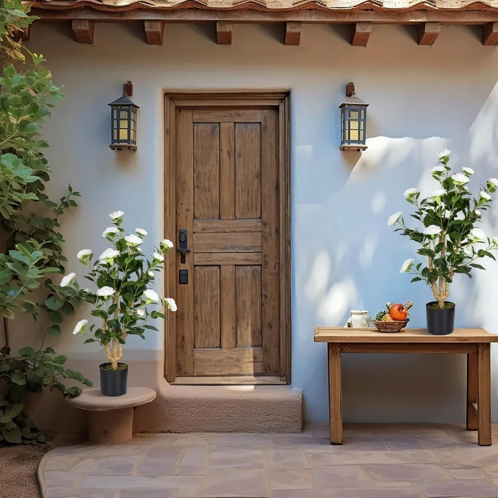 3FT Faux White Camellia Flower Tree-2Pack