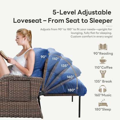 Oversize Wicker Lounger Recliner with Ottoman
