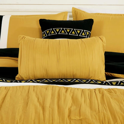 Luxurious 7 Piece Embroidered Queen Bedding Set